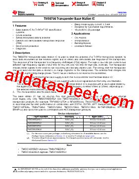 TMS3705 data sheet, product information and support 